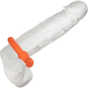 Alpha Liquid Silicone Dual Ball Cock Ring By CalExotics - Orange