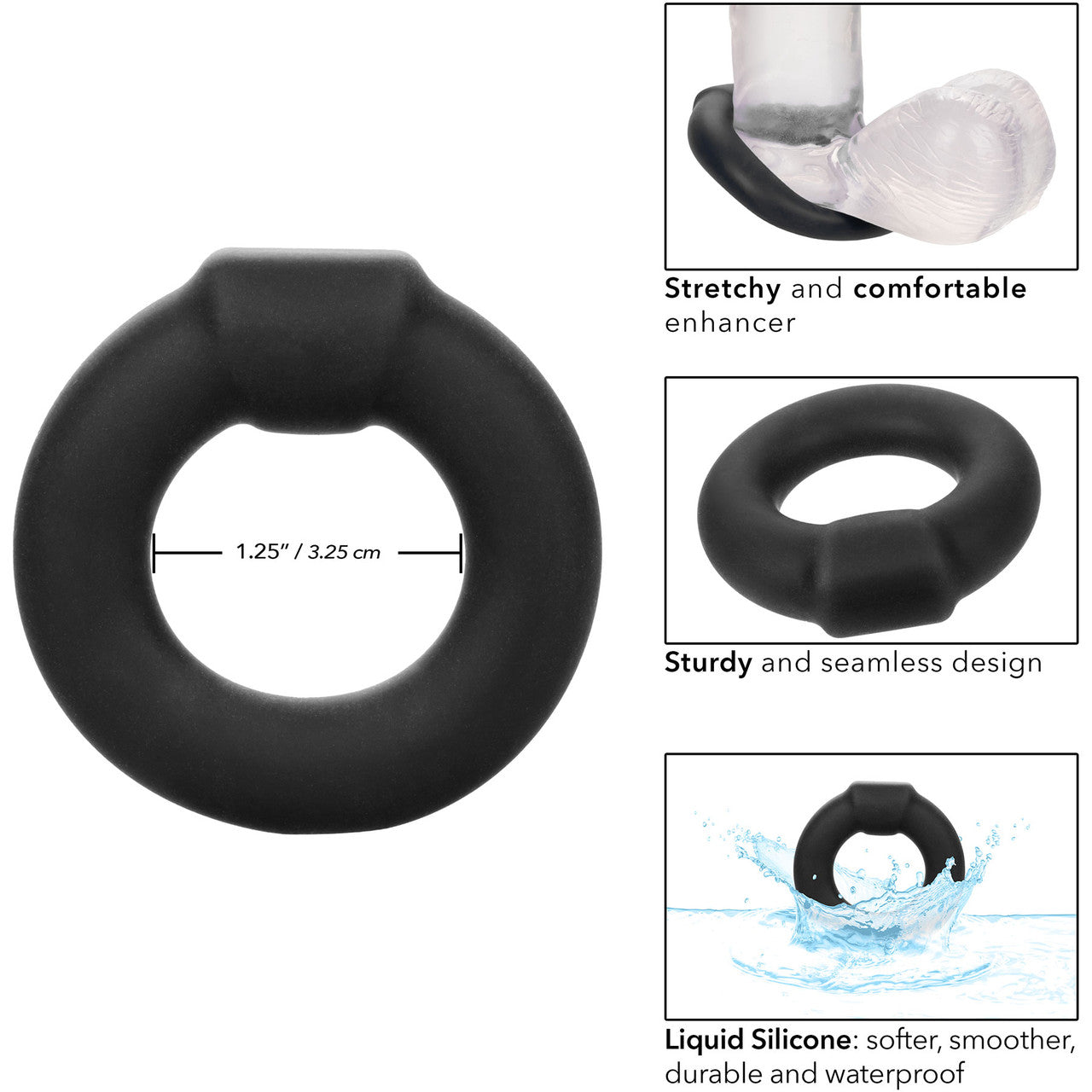 Alpha Liquid Silicone Optimum Cock Ring By CalExotics - Black