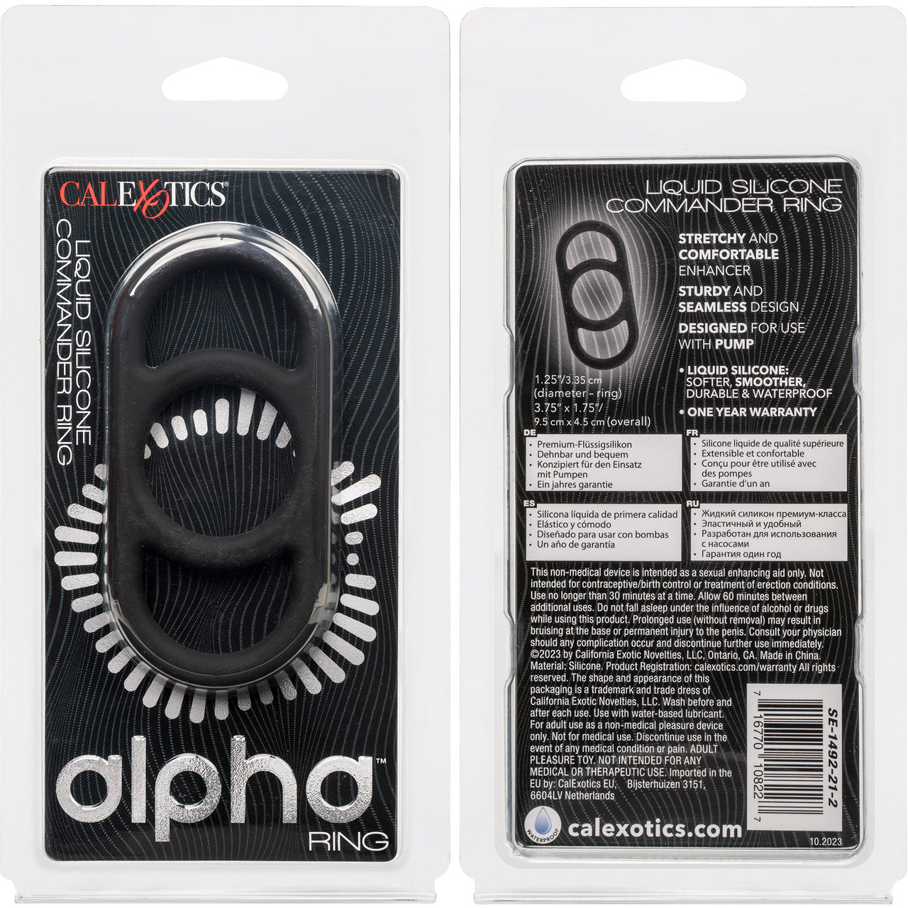 Alpha Liquid Silicone Commander Cock Ring By CalExotics - Black