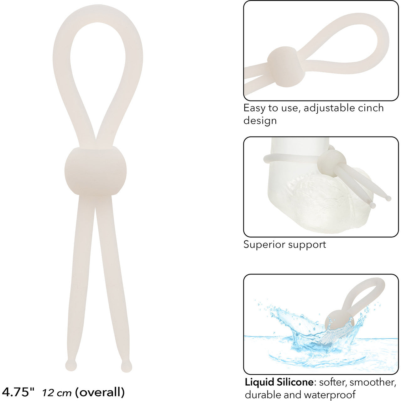 Alpha Liquid Silicone Lasso Cock Ring By CalExotics - Natural