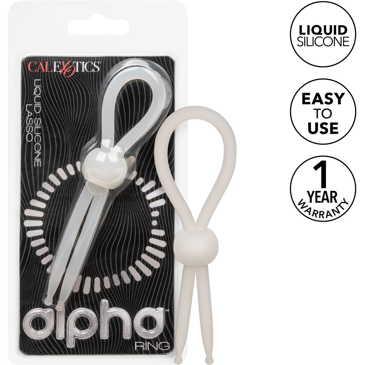 Alpha Liquid Silicone Lasso Cock Ring By CalExotics - Natural