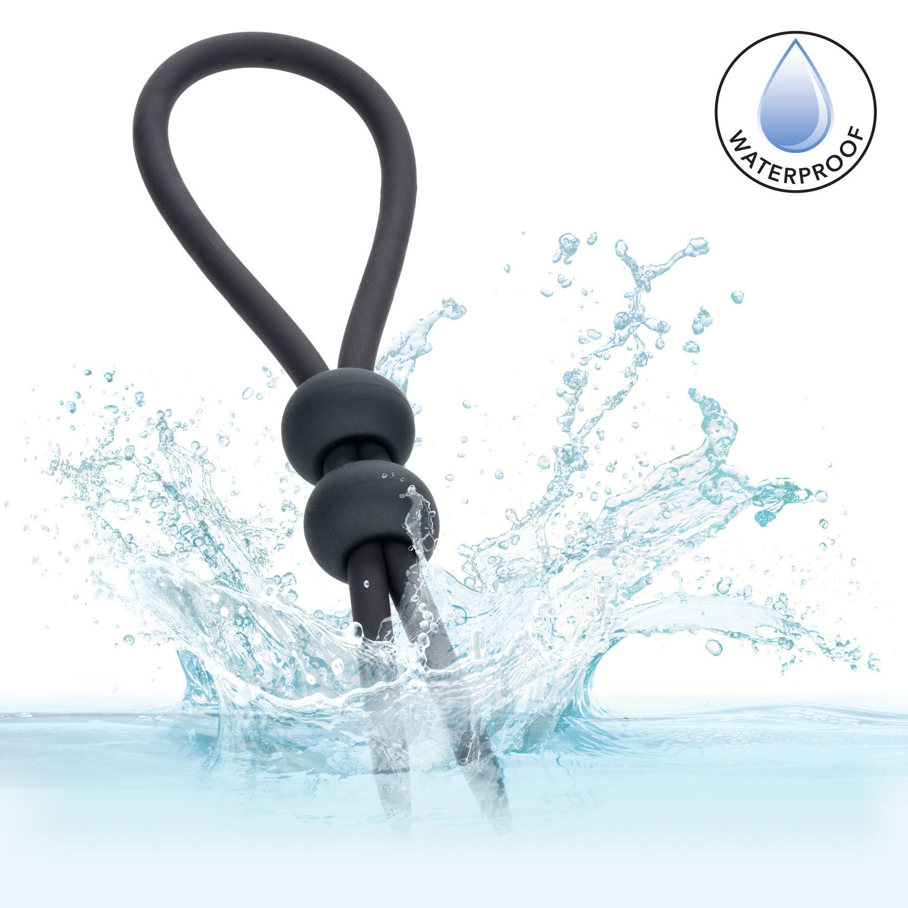 Alpha Liquid Silicone Dual Lasso Cock Ring - Black