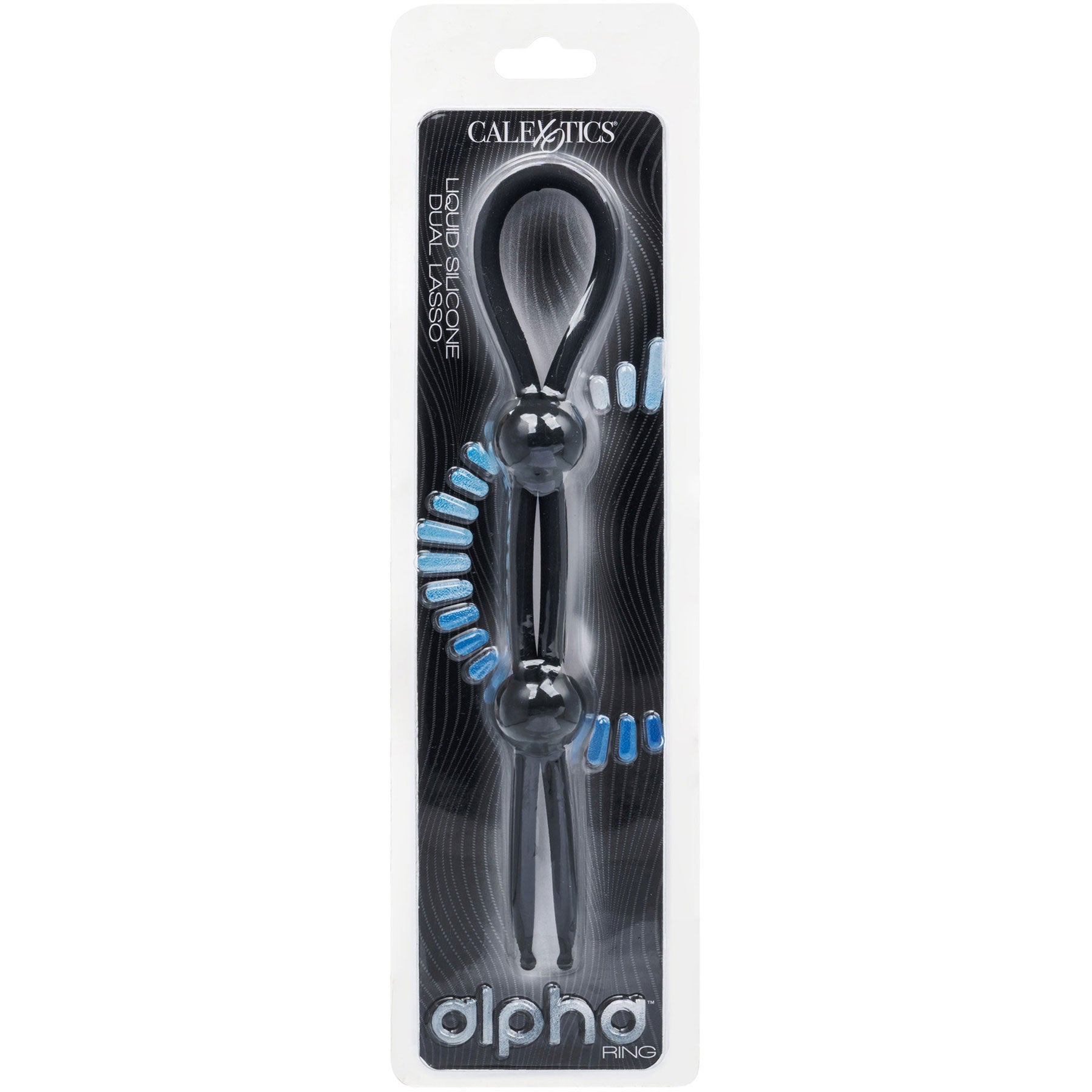Alpha Liquid Silicone Dual Lasso Cock Ring - Black