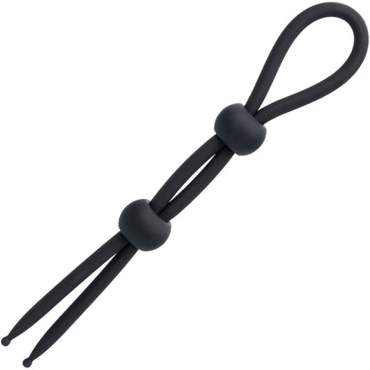 Alpha Liquid Silicone Dual Lasso Cock Ring - Black