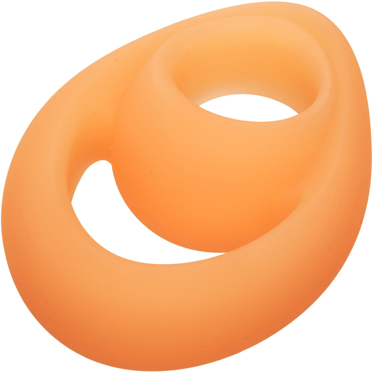 Alpha Glow In The Dark Liquid Silicone Teardrop Dual Cock Ring By CalExotics - Orange