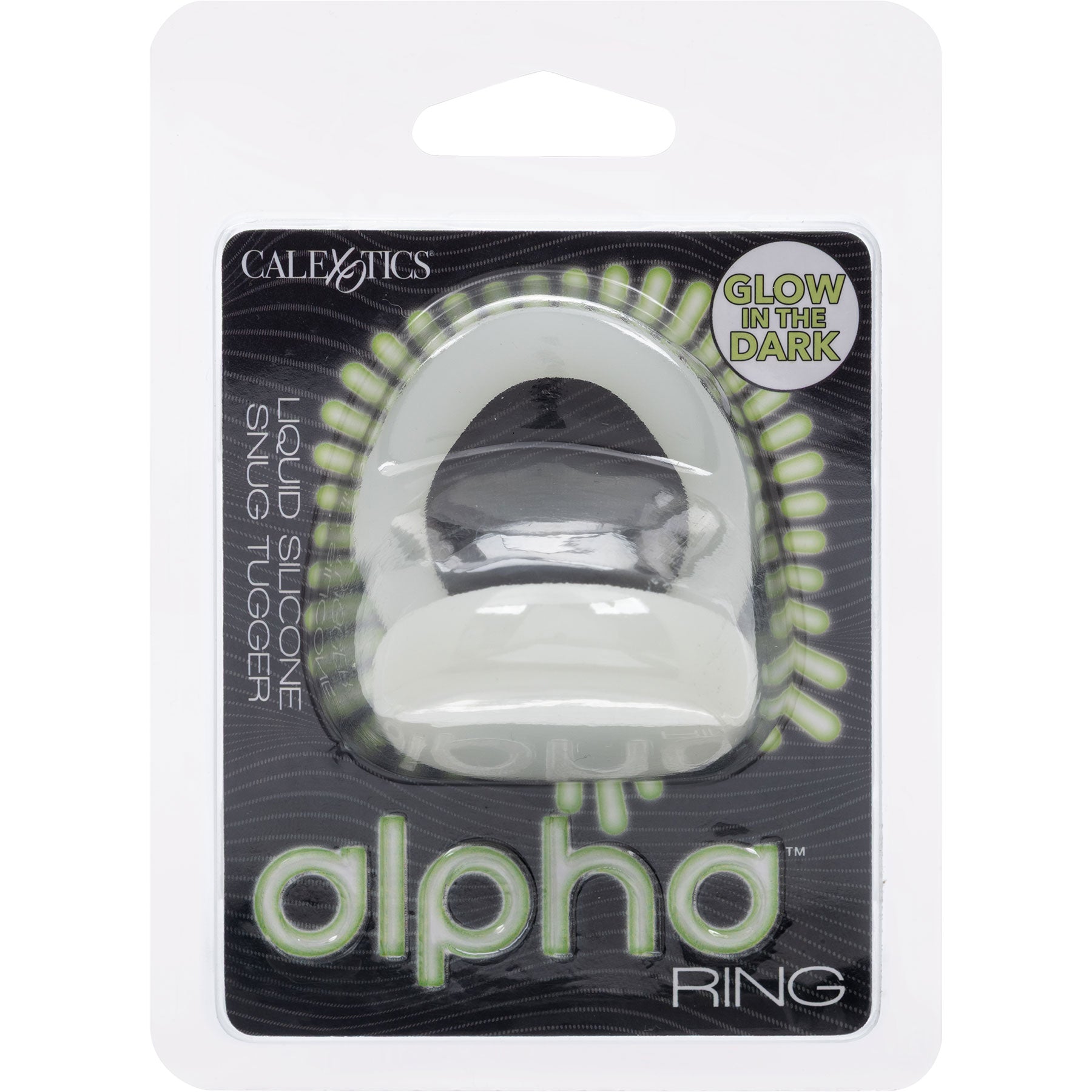 Alpha Liquid Silicone Snug Tugger Cock Ring - Glow In The Dark White