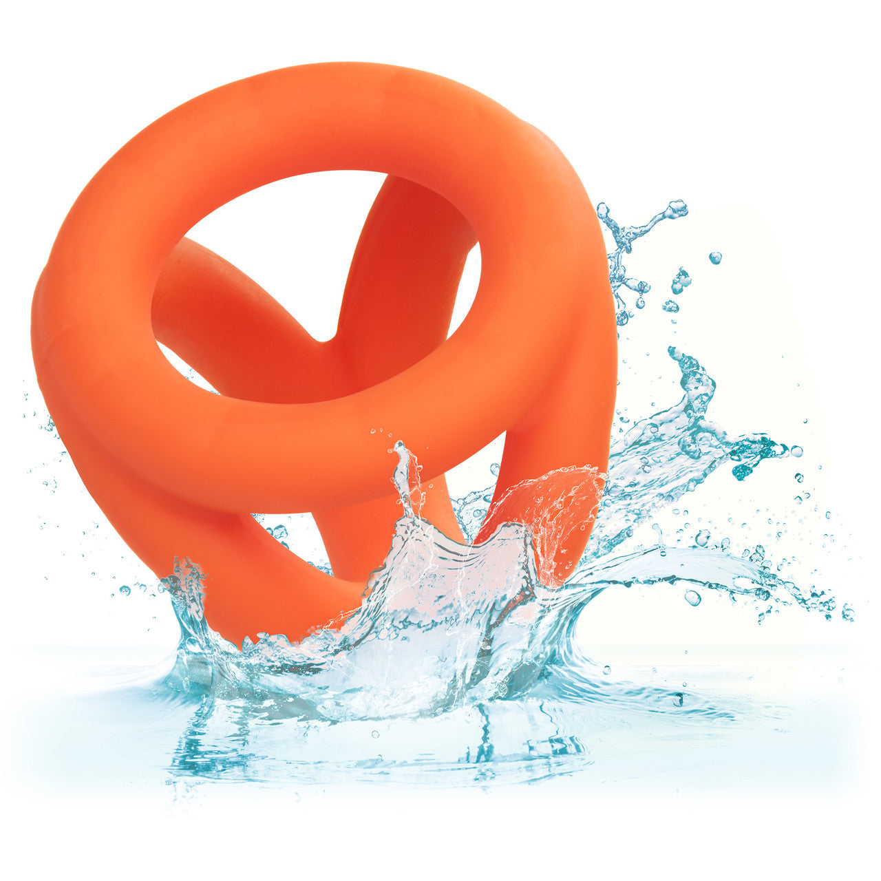 Alpha Liquid Silicone Tri-Ring Cock Ring By CalExotics - Orange