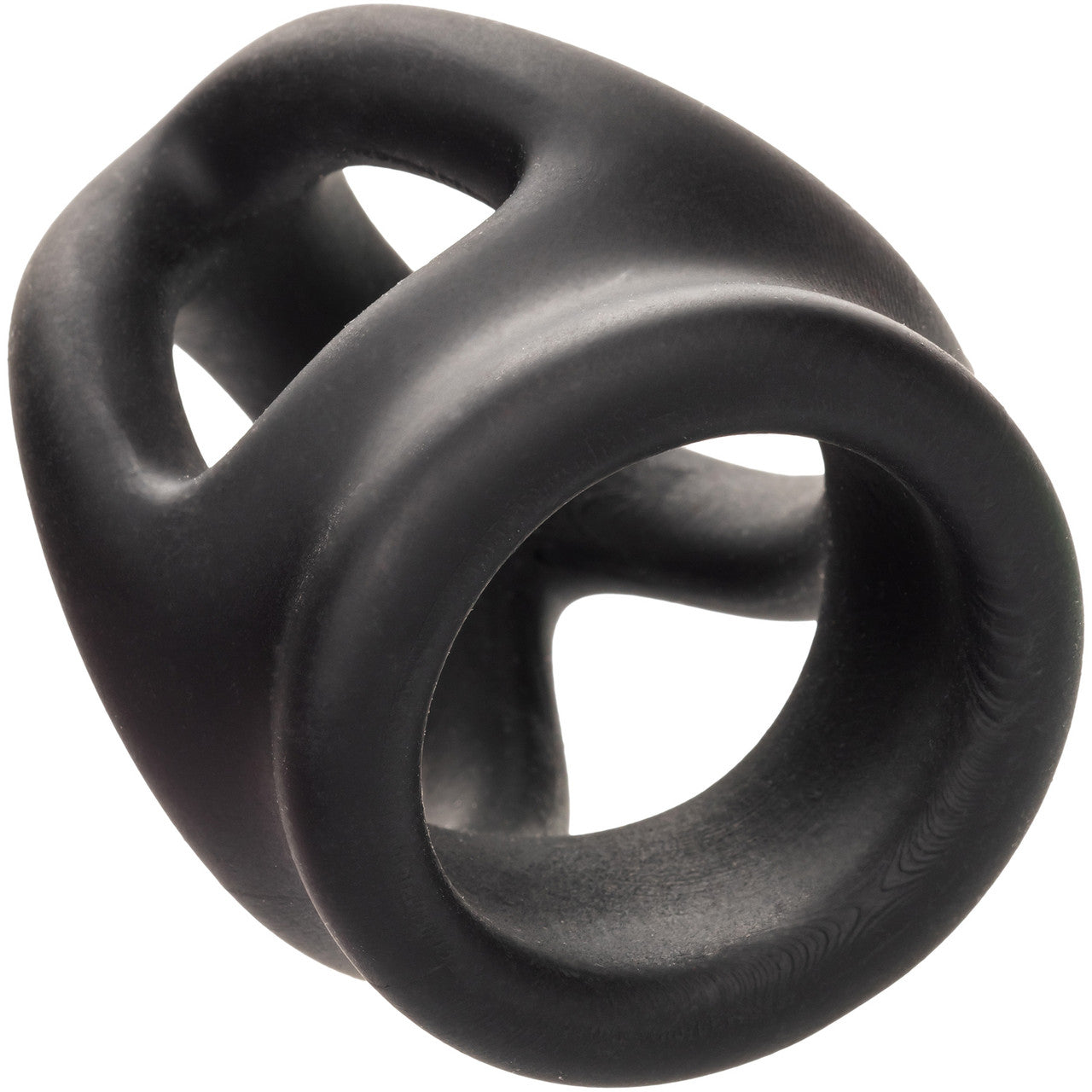 Alpha Liquid Silicone Dual Cage & Cock Ring By CalExotics - Black