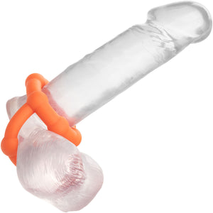 Alpha Liquid Silicone All Star Cock & Balls Ring By CalExotics - Orange