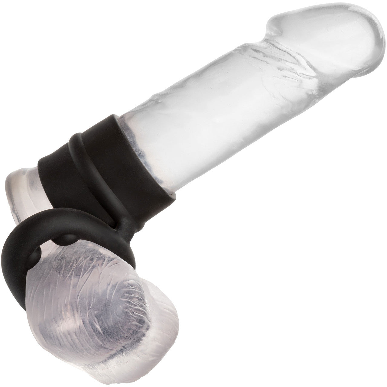 Alpha Liquid Silicone Dual Support Magnum Cock & Balls Ring By CalExotics - Black