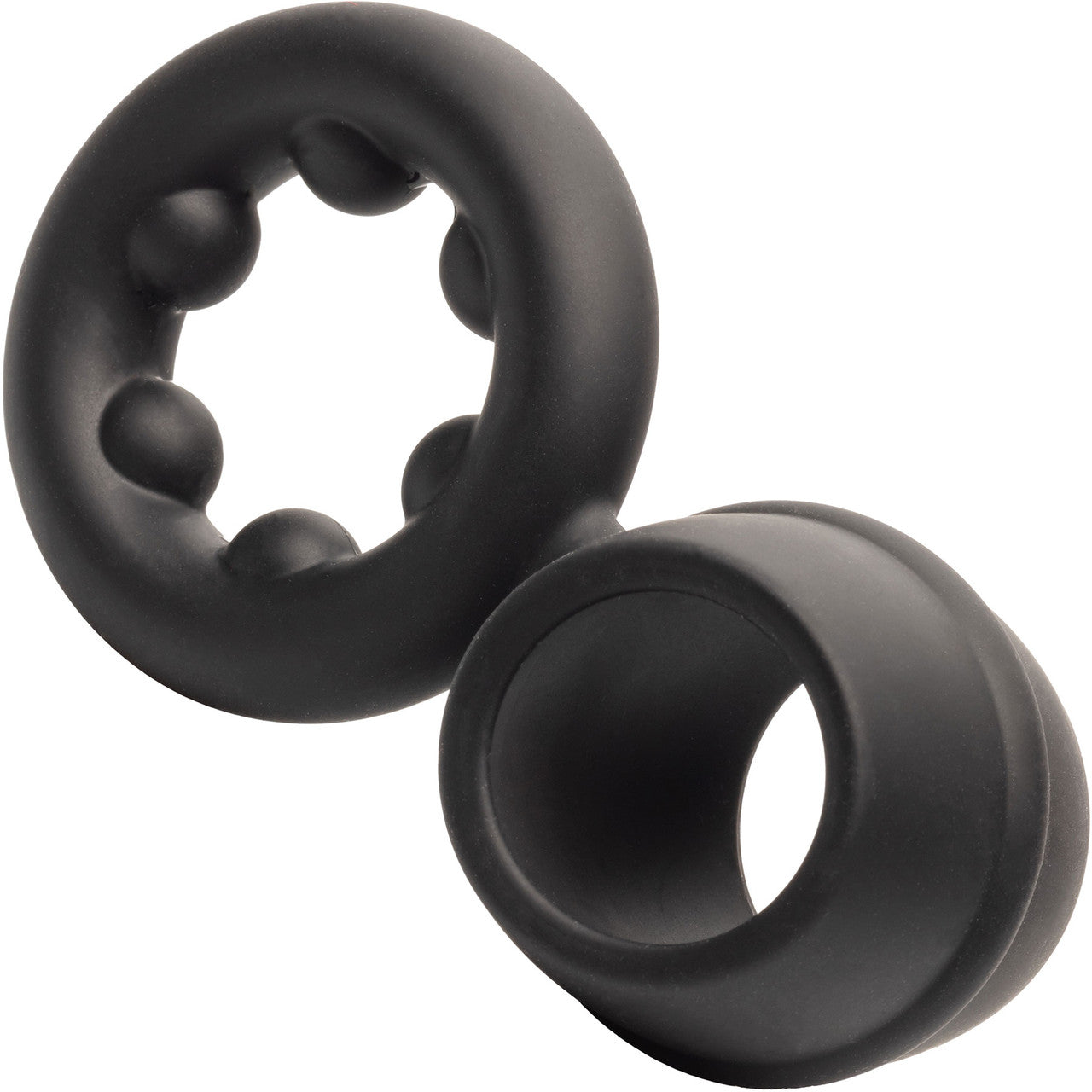 Alpha Liquid Silicone Dual Support Magnum Cock & Balls Ring By CalExotics - Black