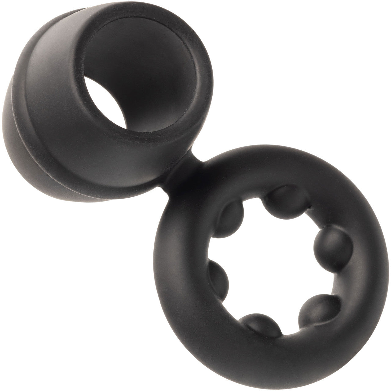 Alpha Liquid Silicone Dual Support Magnum Cock & Balls Ring By CalExotics - Black