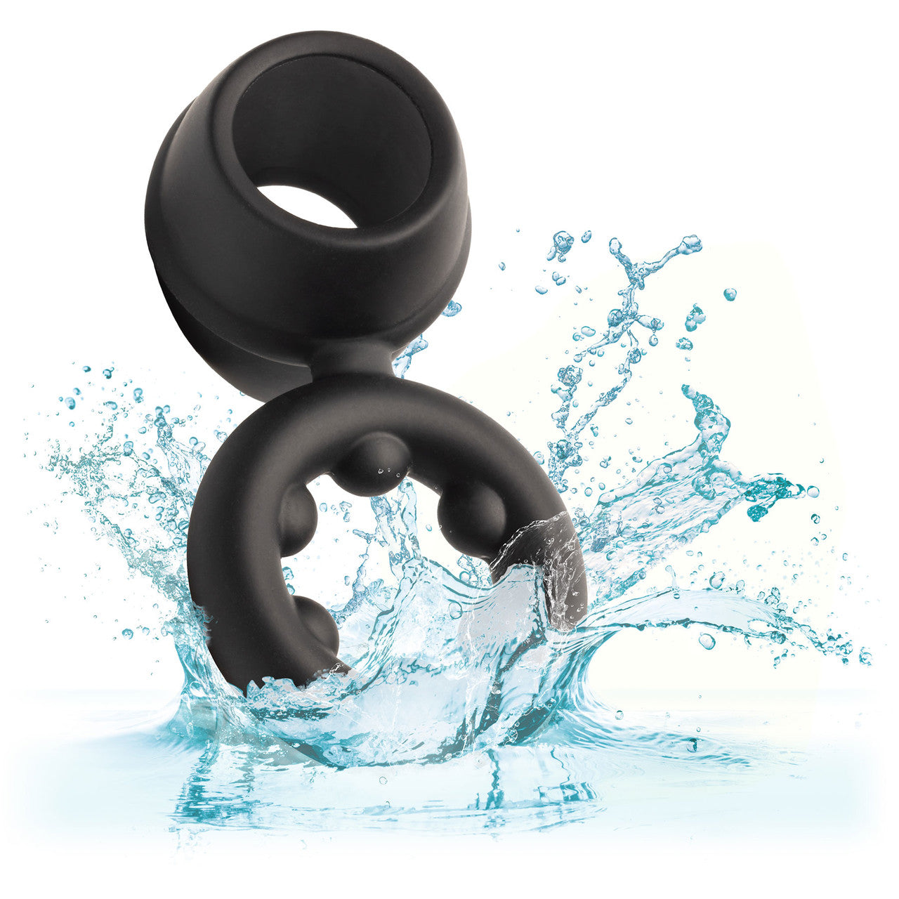 Alpha Liquid Silicone Dual Support Magnum Cock & Balls Ring By CalExotics - Black