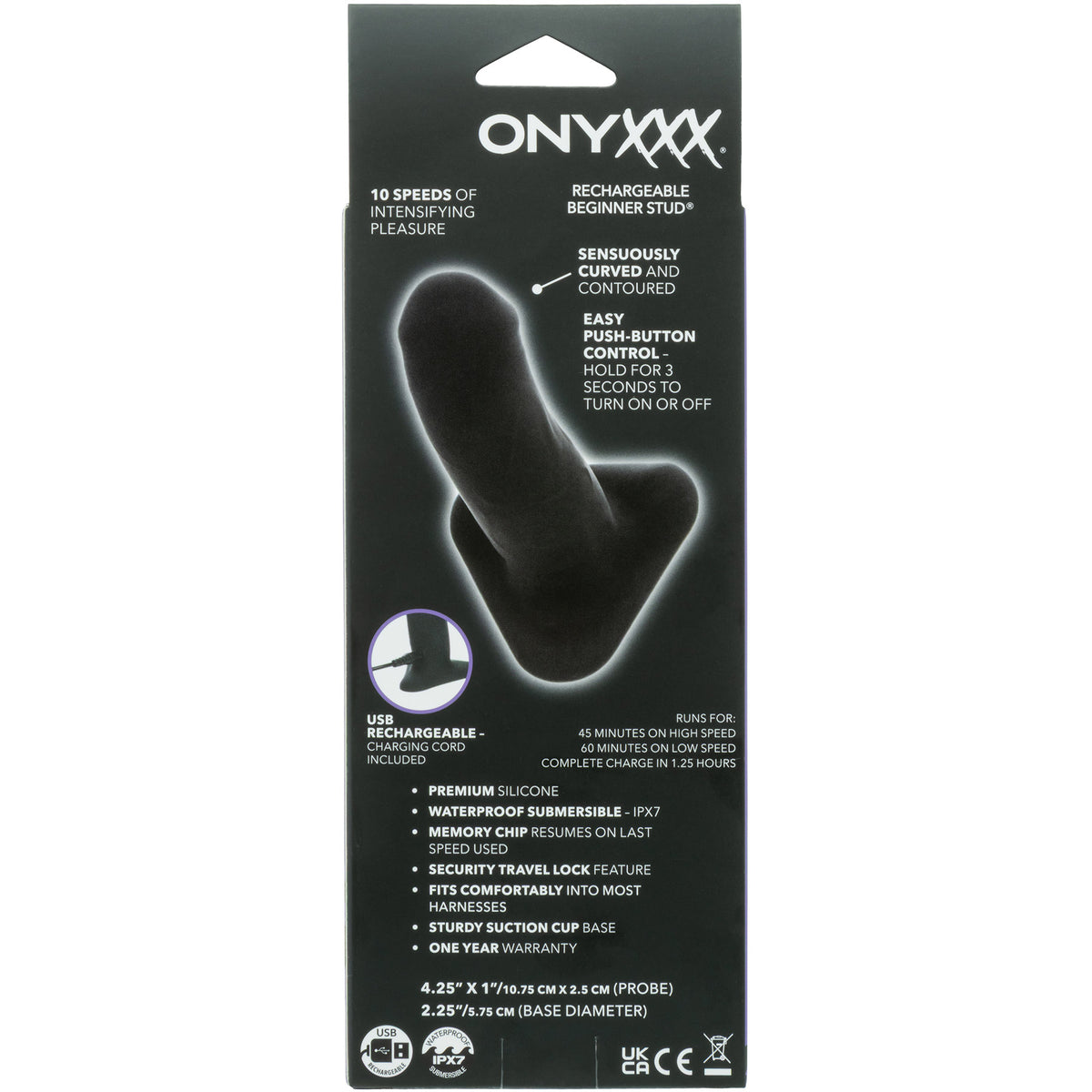 Onyxxx™ Rechargeable Beginner Stud® Vibrating Silicone Dildo