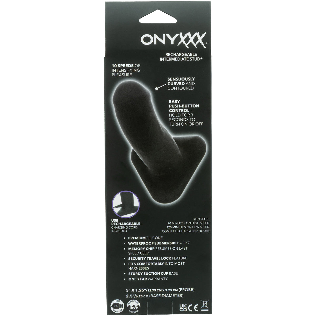 Onyxxx™ Rechargeable Intermediate 5" Stud® Vibrating Silicone Dildo