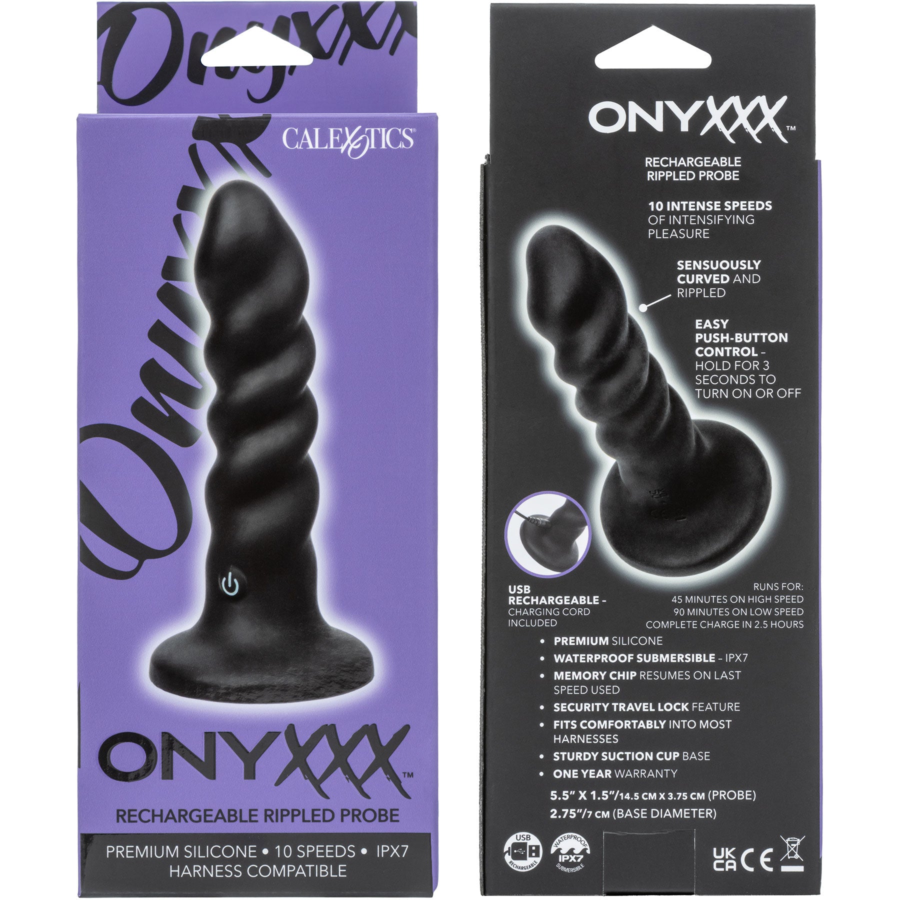Onyxxx™ Rechargeable Rippled Vibrating Silicone Probe By CalExotics
