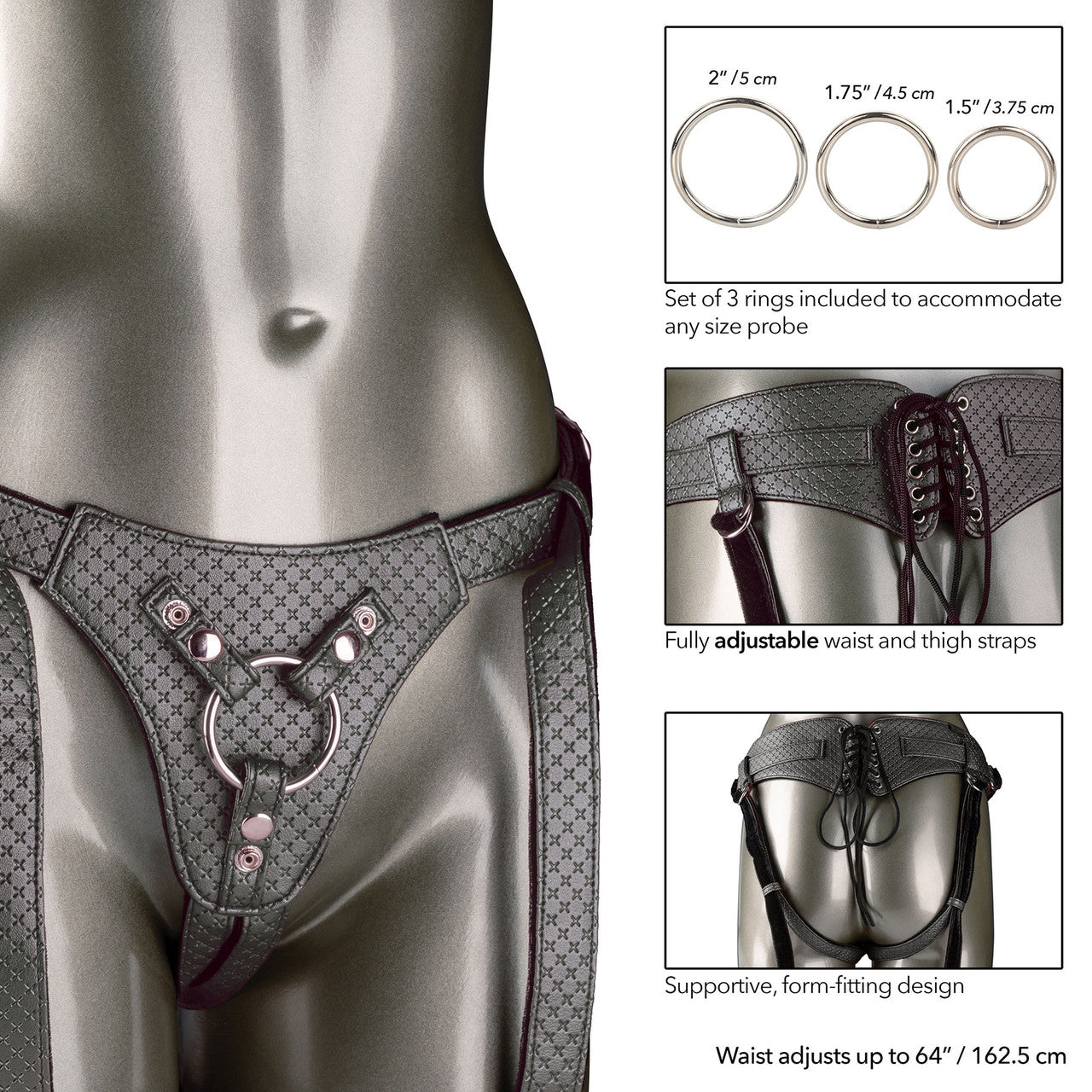 Her Royal Harness The Regal Queen O-Ring Harness by CalExotics - Pewter