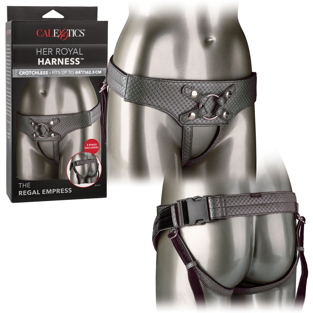 Her Royal Harness The Regal Empress O-Ring Harness by CalExotics - Pewter