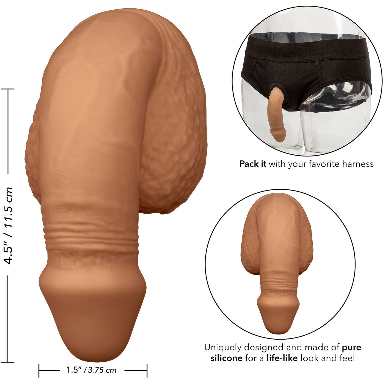 Packer Gear Silicone Packing Penis 5'' / 12.75 cm By CalExotics - Caramel