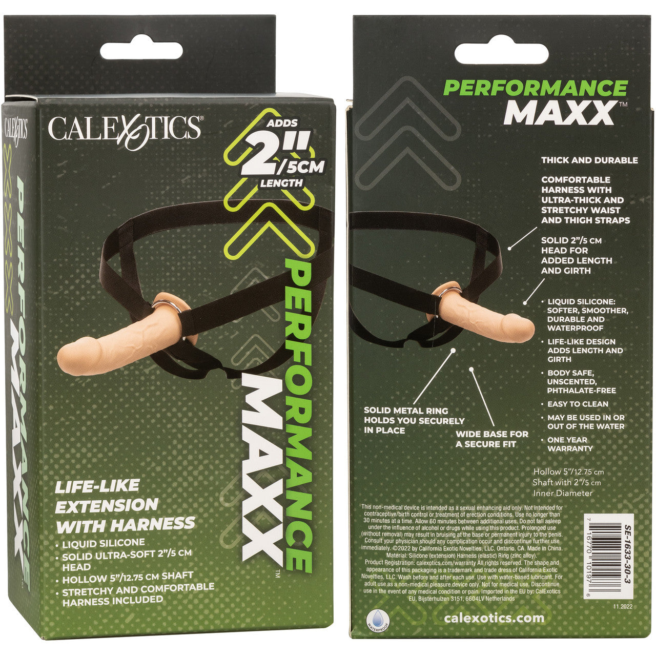 Performance Maxx Life-Like Silicone 7" Hollow Penis Extension With Harness By CalExotics - Vanilla