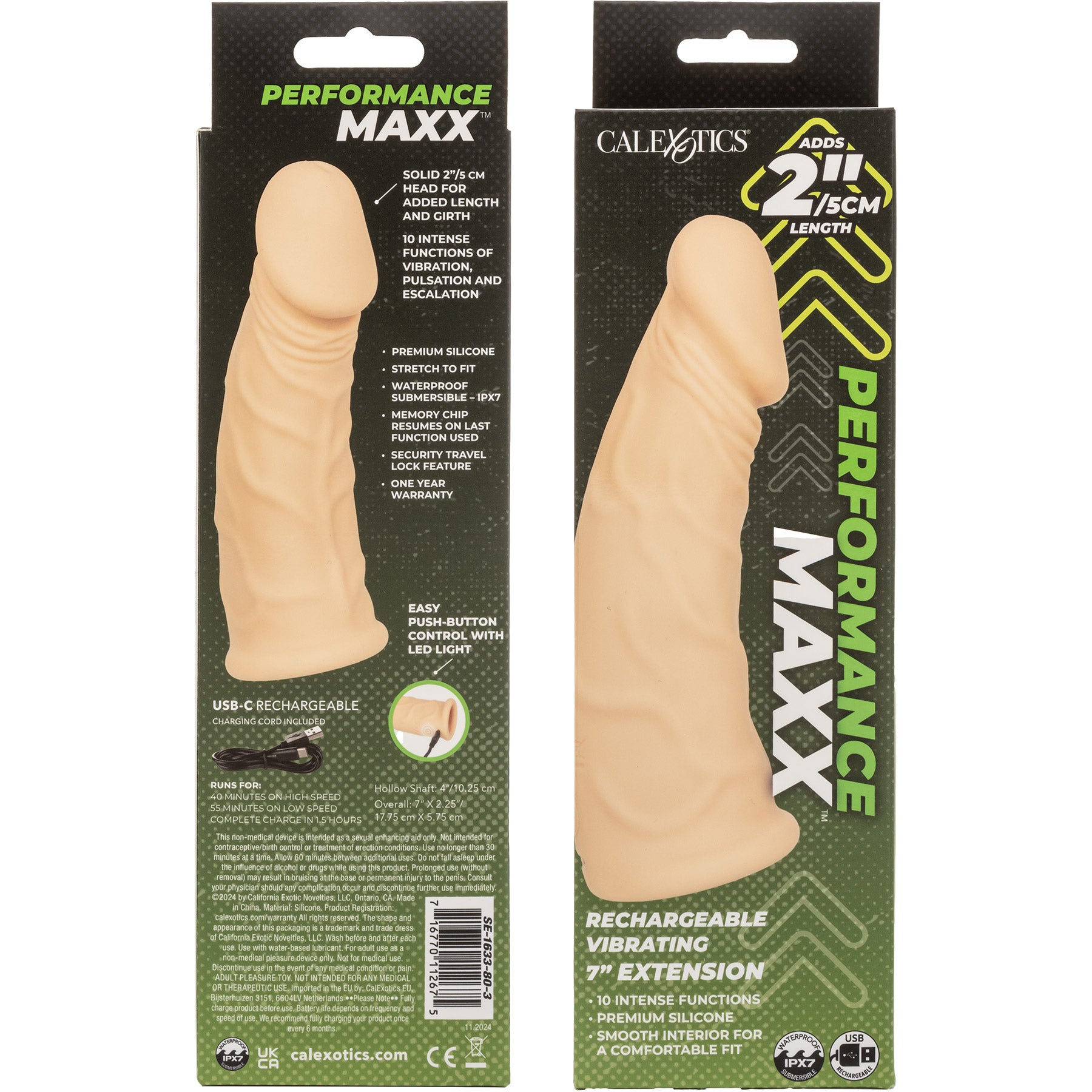 Performance Maxx™ Rechargeable Vibrating 7" Penis Extension By CalExotics - Vanilla