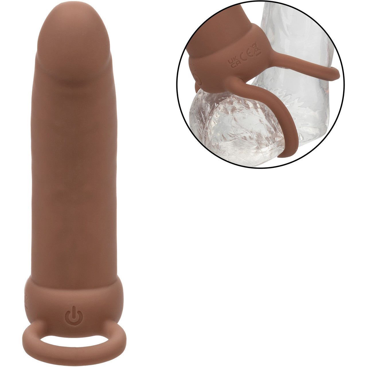 Performance Maxx Rechargeable Thick Waterproof Vibrating 5.5" Silicone Dual Penetrator By CalExotics - Chocolate