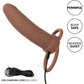 Performance Maxx Rechargeable Thick Waterproof Vibrating 5.5" Silicone Dual Penetrator By CalExotics - Chocolate