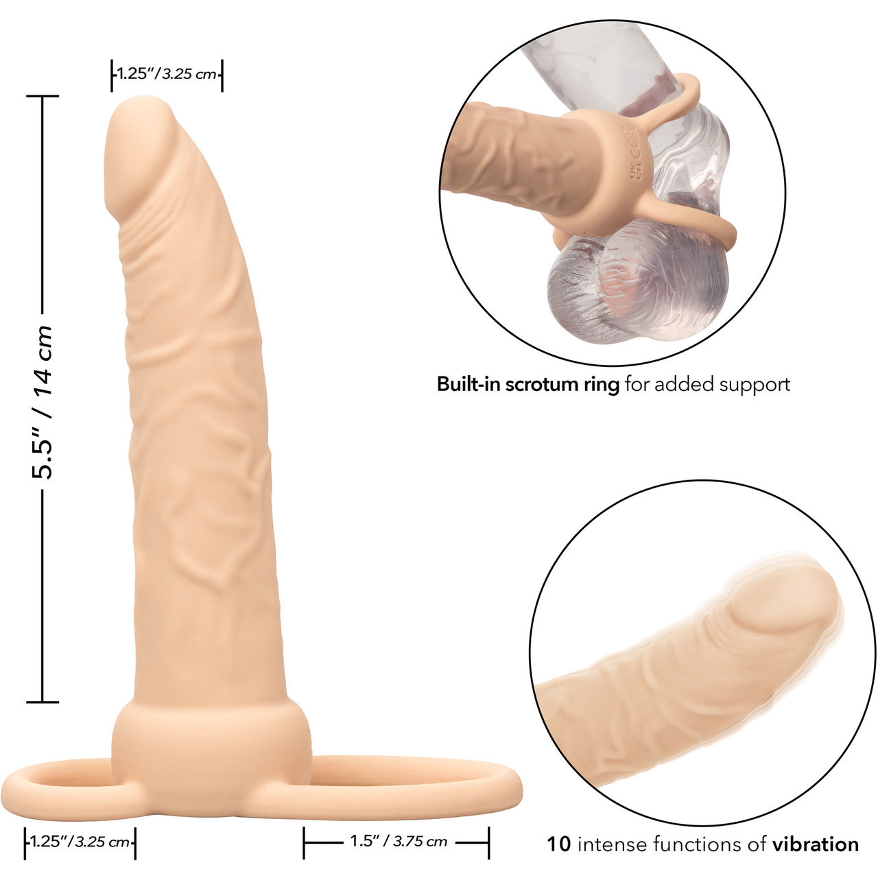 Performance Maxx Rechargeable Vibrating 5.5" Silicone Dual Penetrator - Vanilla