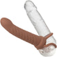 Performance Maxx Rechargeable Ribbed Waterproof Vibrating 6" Silicone Dual Penetrator By CalExotics - Chocolate