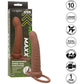 Performance Maxx Rechargeable Ribbed Waterproof Vibrating 6" Silicone Dual Penetrator By CalExotics - Chocolate