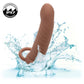 Performance Maxx Rechargeable Ribbed Waterproof Vibrating 6" Silicone Dual Penetrator By CalExotics - Chocolate