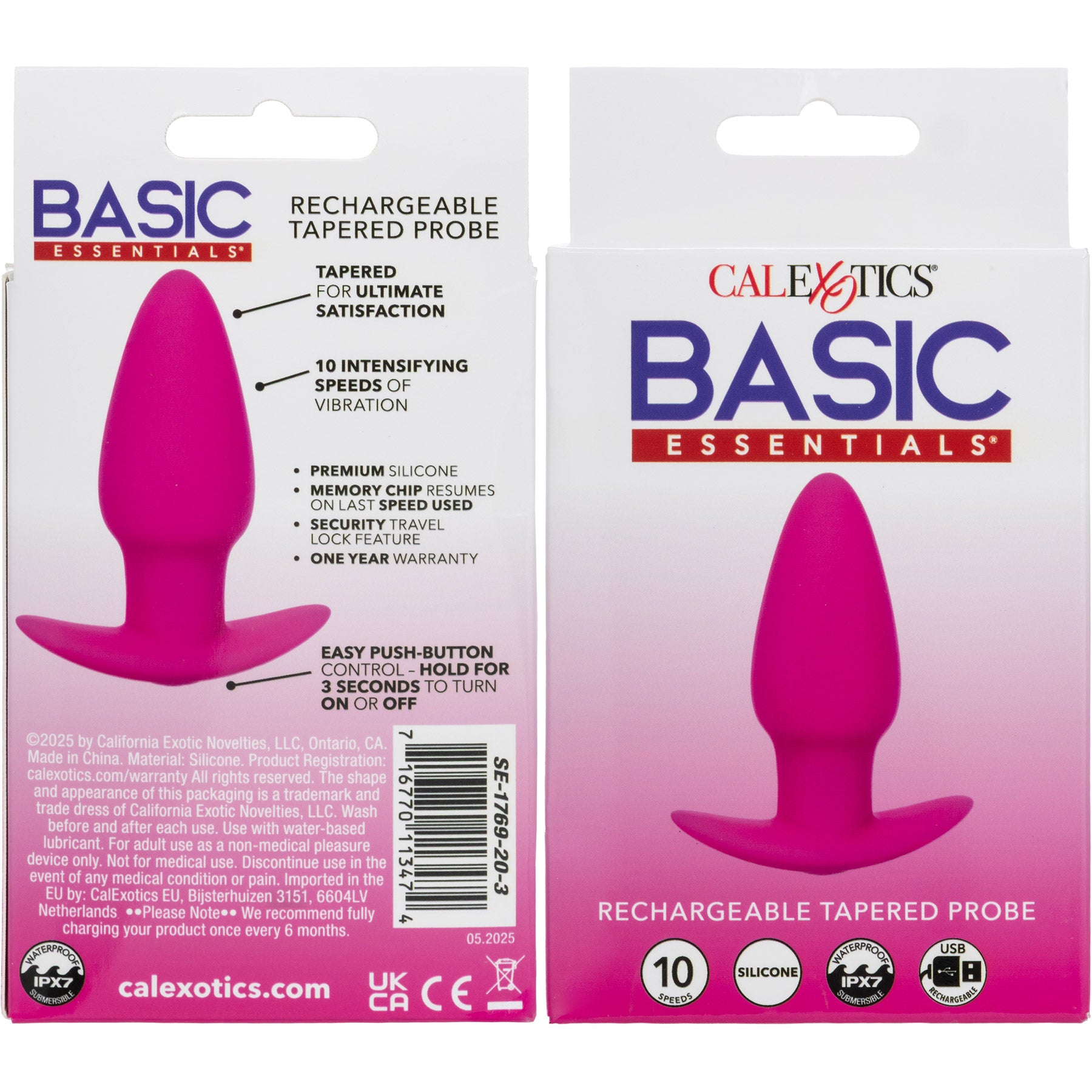 Basic Essentials® Rechargeable Tapered Anal Probe By CalExotics