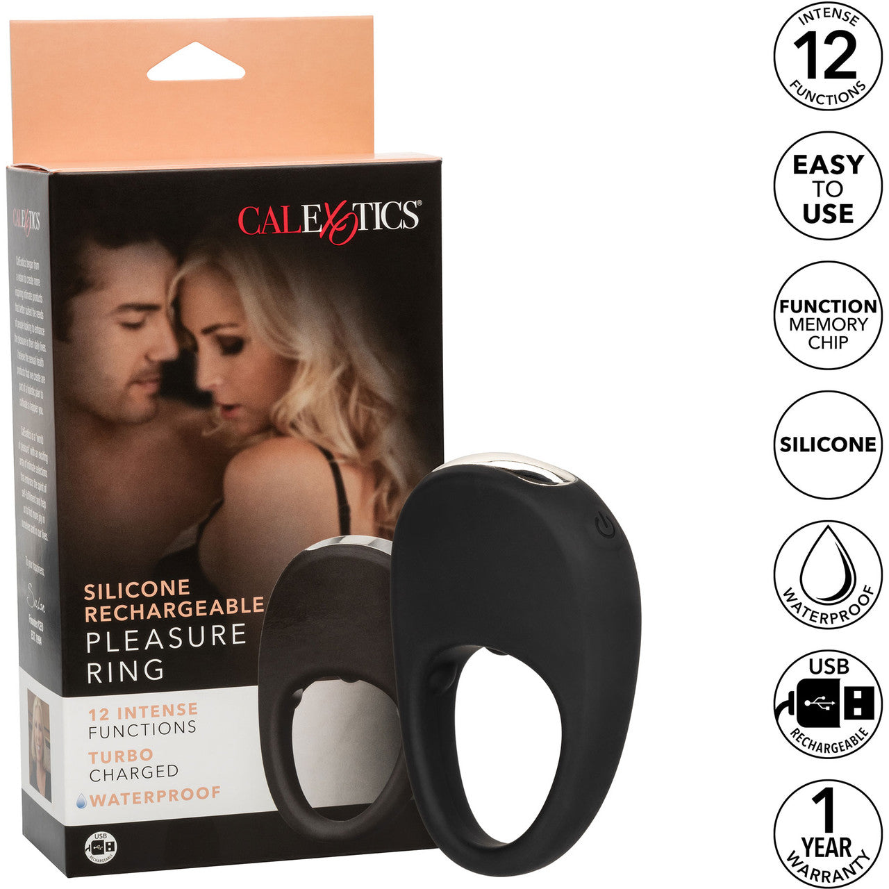 Silicone Rechargeable Pleasure Ring Vibrating Cock Ring By CalExotics