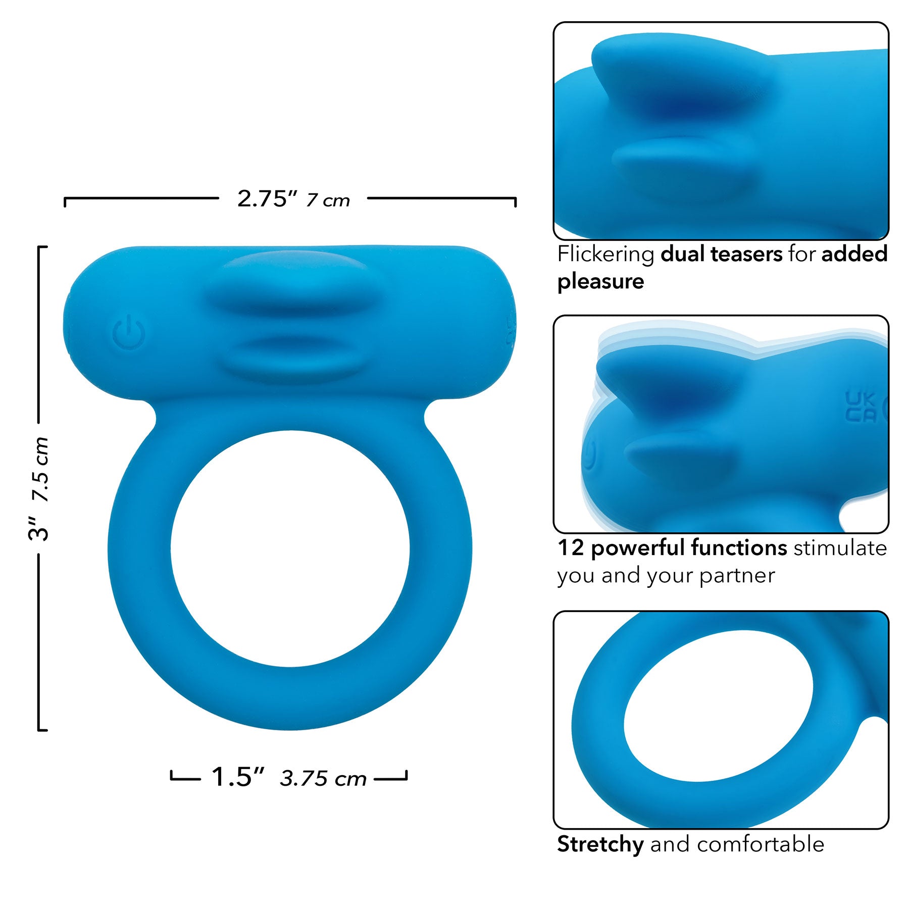 Silicone Rechargeable Double Trouble® Vibrating Cock Ring By CalExotics