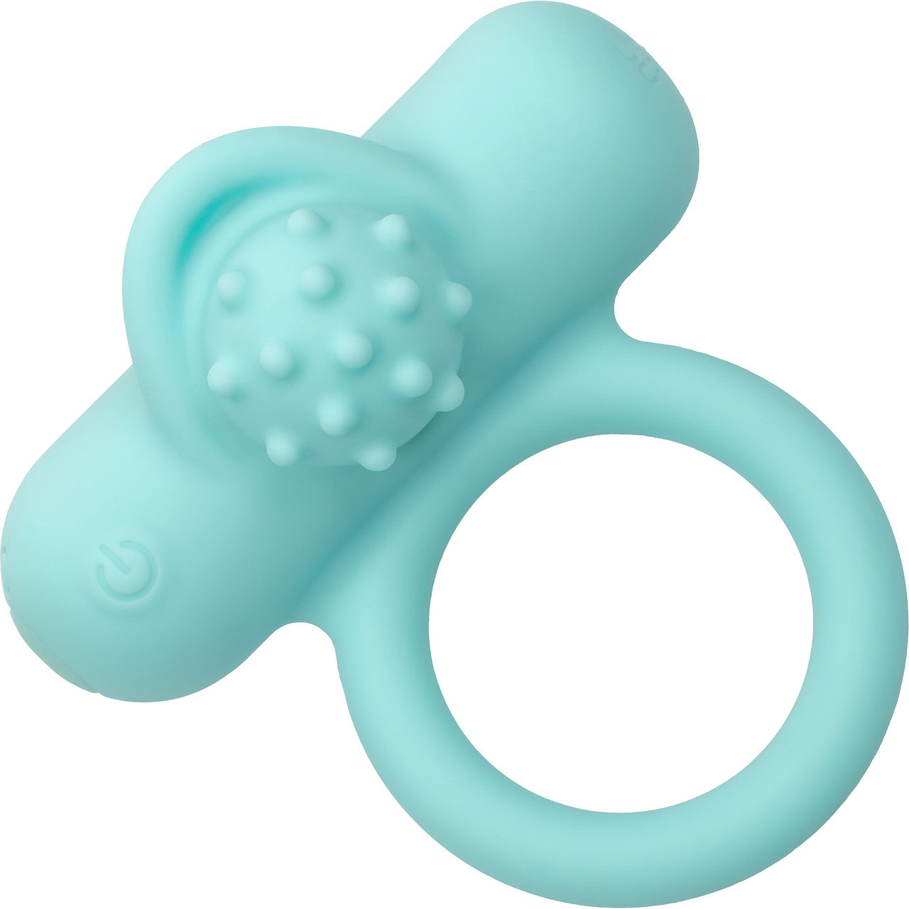 Silicone Rechargeable Nubby Lover's Delight Vibrating Cock Ring By CalExotics - Teal