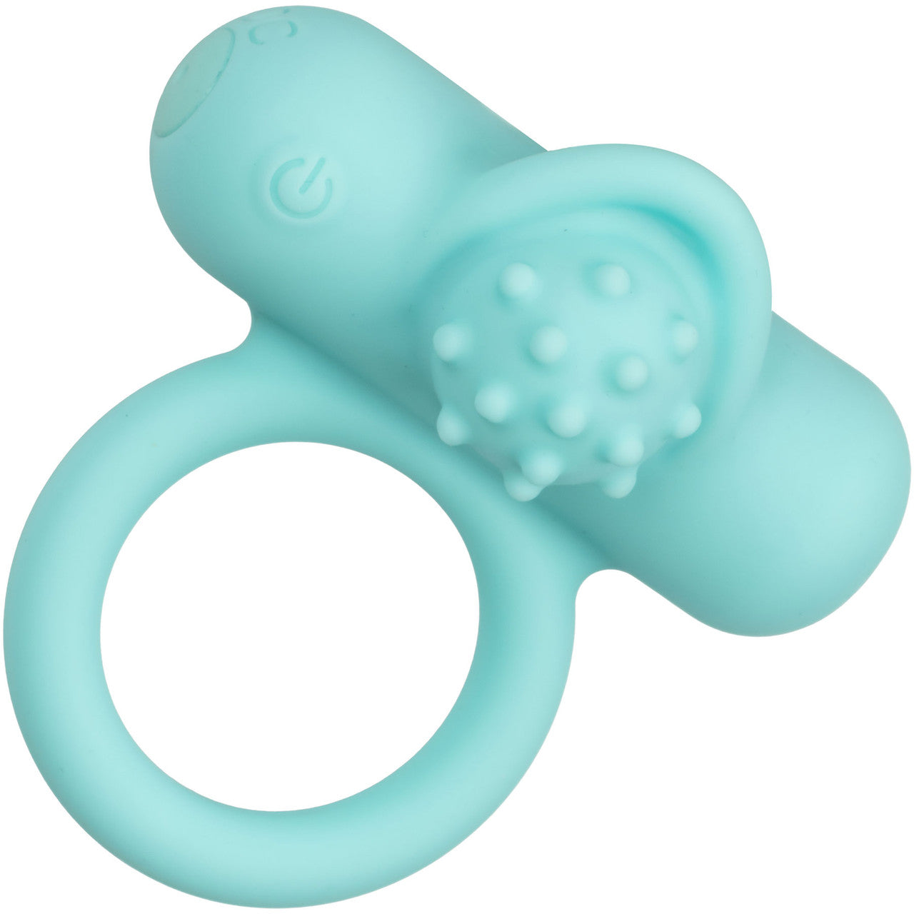 Silicone Rechargeable Nubby Lover's Delight Vibrating Cock Ring By CalExotics - Teal