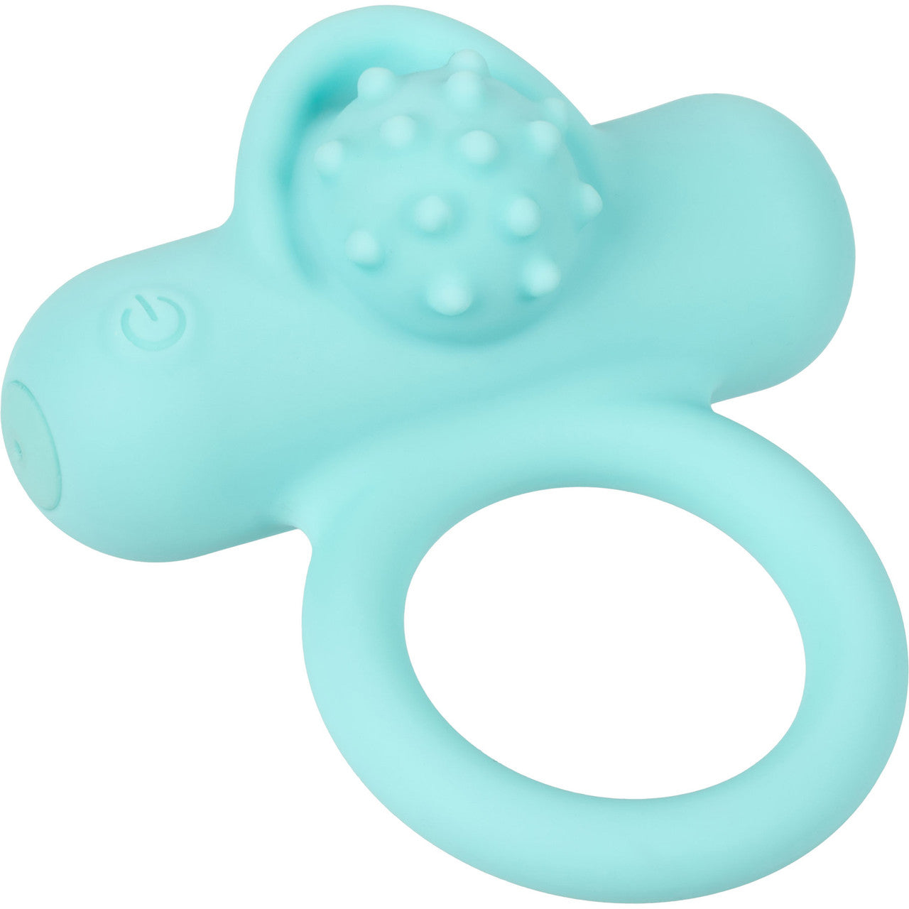 Silicone Rechargeable Nubby Lover's Delight Vibrating Cock Ring By CalExotics - Teal