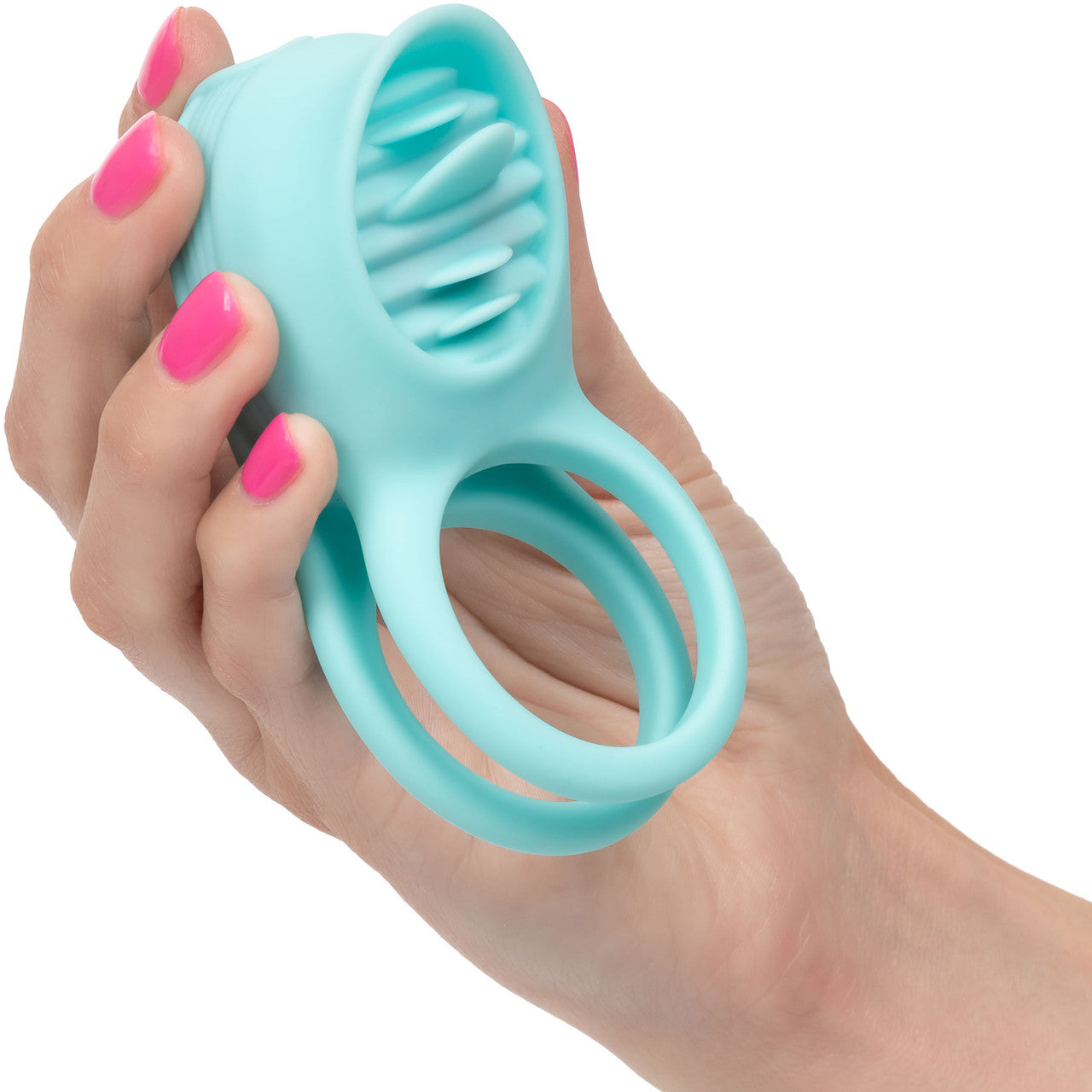 French Kiss Enhancer Silicone Rechargeable Waterproof Cock Ring By CalExotics - Blue