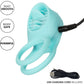 French Kiss Enhancer Silicone Rechargeable Waterproof Cock Ring By CalExotics - Blue