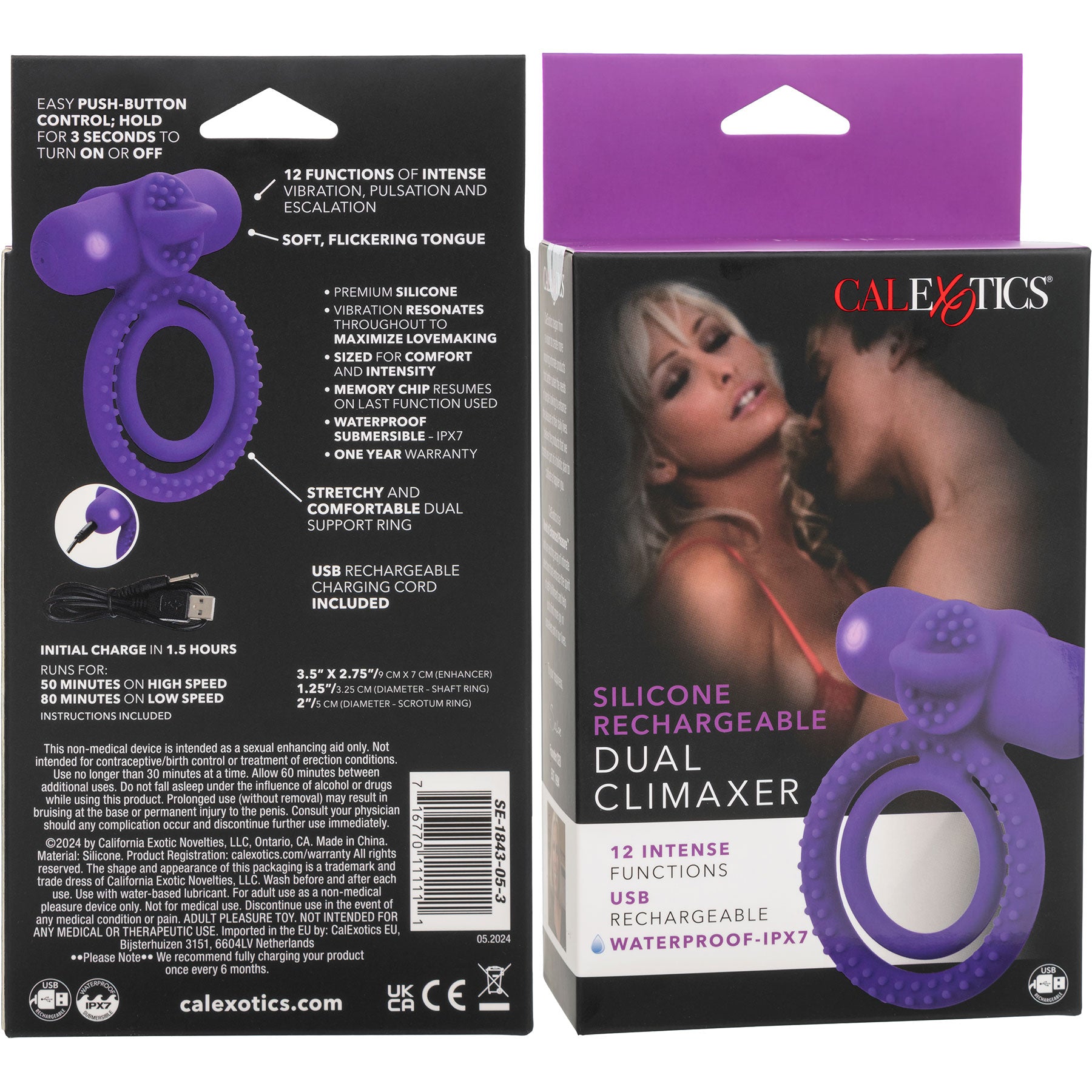 Silicone Rechargeable Dual Climaxer Vibrating Cock Ring By CalExotics