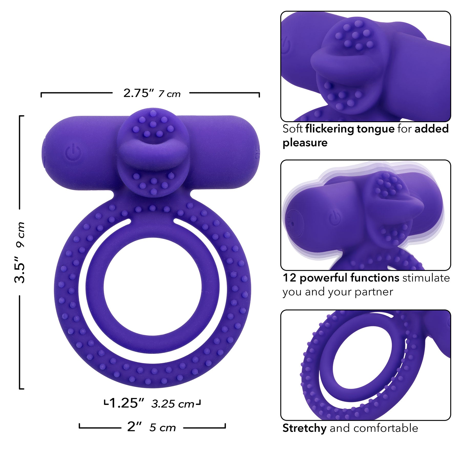 Silicone Rechargeable Dual Climaxer Vibrating Cock Ring By CalExotics