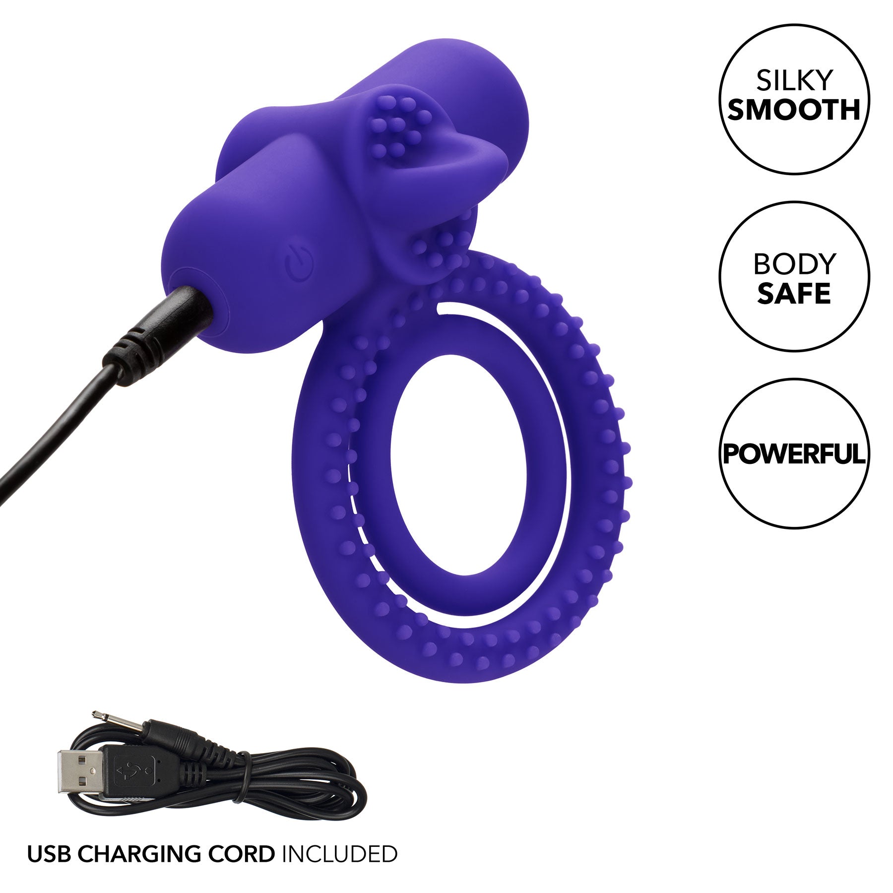 Silicone Rechargeable Dual Climaxer Vibrating Cock Ring By CalExotics