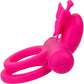 Silicone Rechargeable Dual Butterfly Couples Vibrating Cock Ring By CalExotics - Pink