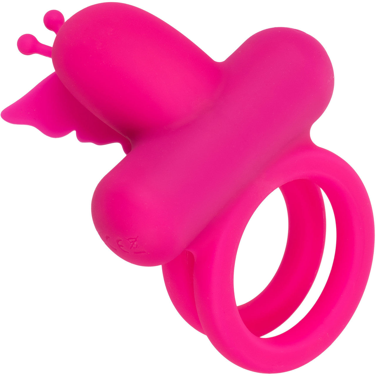 Silicone Rechargeable Dual Butterfly Couples Vibrating Cock Ring By CalExotics - Pink