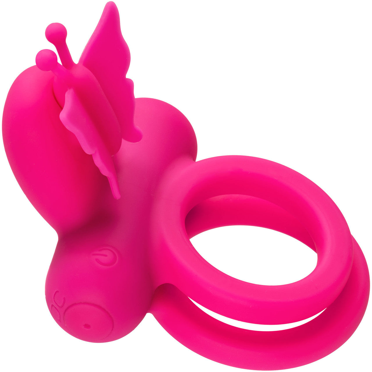 Silicone Rechargeable Dual Butterfly Couples Vibrating Cock Ring By CalExotics - Pink