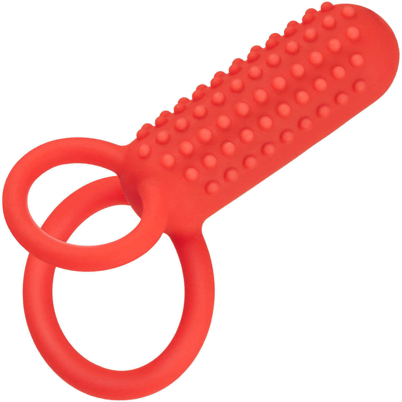 Silicone Rechargeable Vertical Dual Enhancer Vibrating Cock Ring By CalExotics - Red