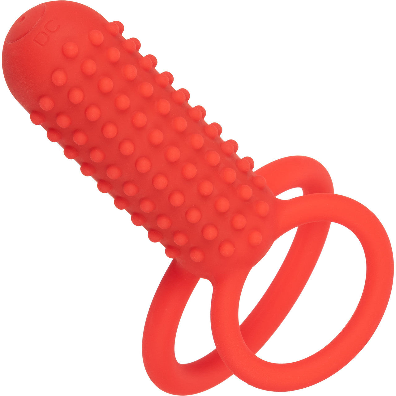 Silicone Rechargeable Vertical Dual Enhancer Vibrating Cock Ring By CalExotics - Red