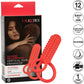 Silicone Rechargeable Vertical Dual Enhancer Vibrating Cock Ring By CalExotics - Red