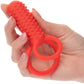 Silicone Rechargeable Vertical Dual Enhancer Vibrating Cock Ring By CalExotics - Red