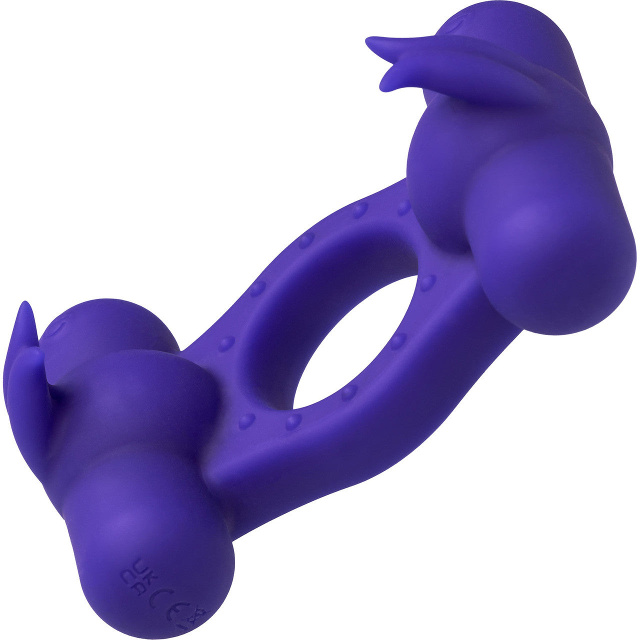 Silicone Rechargeable Triple Orgasm Enhancer Vibrating Cock Ring By CalExotics - Purple